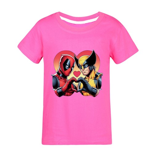 Kids Girls Boys Deadpool+Wolverine Casual Short Sleeve T-shirt Cotton Summer Top - Picture 13 of 49