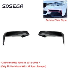 For BMW F30 F31 2012-2018 Carbon Fiber Look LH & RH Front Bumper Trim Cover Fang