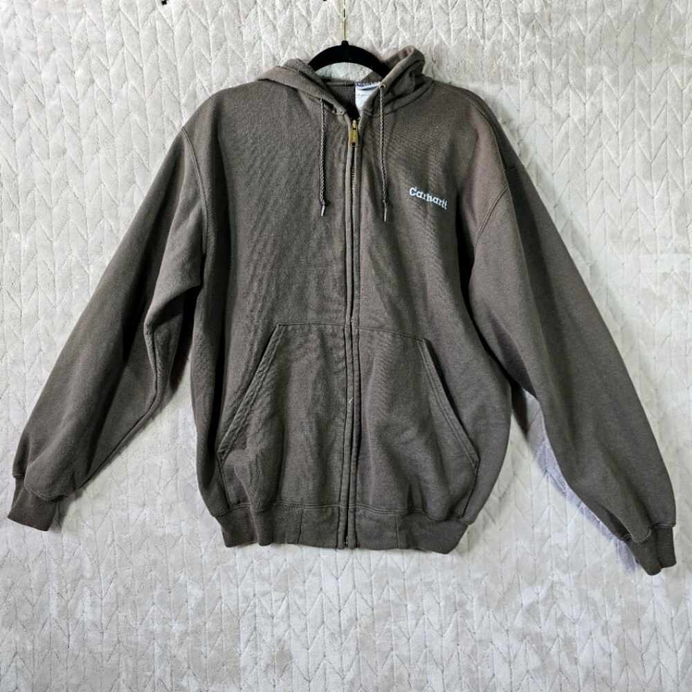 VTG Carhartt Full Zip Hoodie Mens Medium Brown 90s Grunge Y2K Workwear Brown