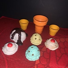 Vtg 8 Piece Lot Dessert Play Food Ice Cream-cones-scoops