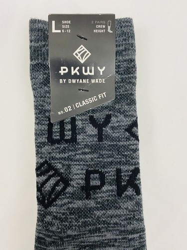 PKWY by Dwyane Wade 2 Paar klassische Passform grau kultige Crew-Socken Größe L 6-12 LOGO - Bild 4 von 9