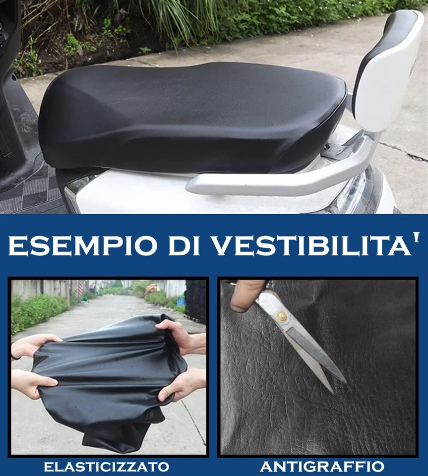 COPRISELLA UNIVERSALE IMPERMEABILE IN ECOPELLE PER MOTO SCOOTER VARIE TAGLIE - Imagen 3 de 4