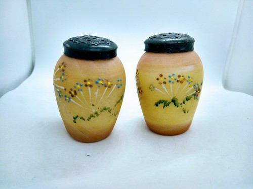 EAPG Mt Washington Glass Barrel Salt and Pepper Shaker Set Floral Antique - Picture 9 of 9