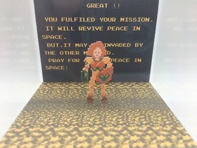 Metroid Samus Ending Title Reveal Shadow Box Diorama Cube Nintendo NES