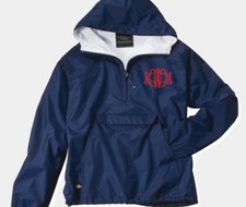 Monogrammed Charles River Pack N Go Interior Lined Rain Pullover, Rain Jacket