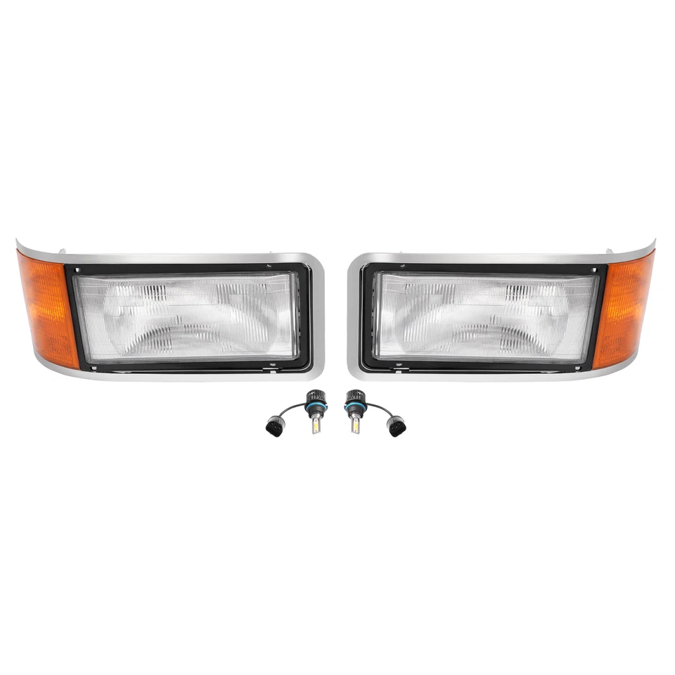 Headlights W/LED Bulbs Driver & Passenger For Mack CH600 CH613 Truck 1991-2006 Foto 4 de 4