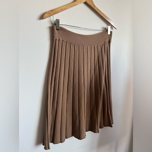 J.Crew 100 % Merino Wool Brown Pleated Mid-Length Skirt size Medium - Picture 2 of 7