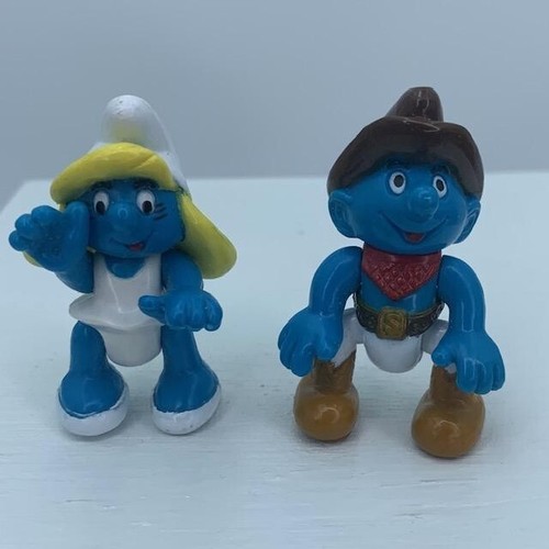 Smurfs 1996 Peyo Irwin Toy Island Poseable Miniature Figures Smurfette & Cowboy - Picture 5 of 8