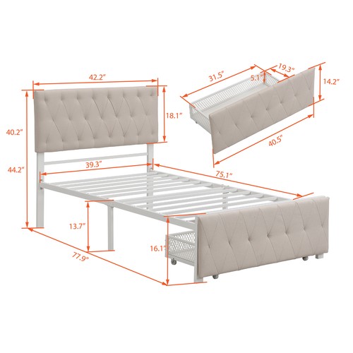 Twin/Full/Queen Size Storage Bed Metal Platform Bed w/a Big Drawer For Bedroom - Picture 15 of 49