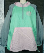 Monogrammed Rain Jacket Pastel Colors Pink Green Gray Marley Lilly Size S