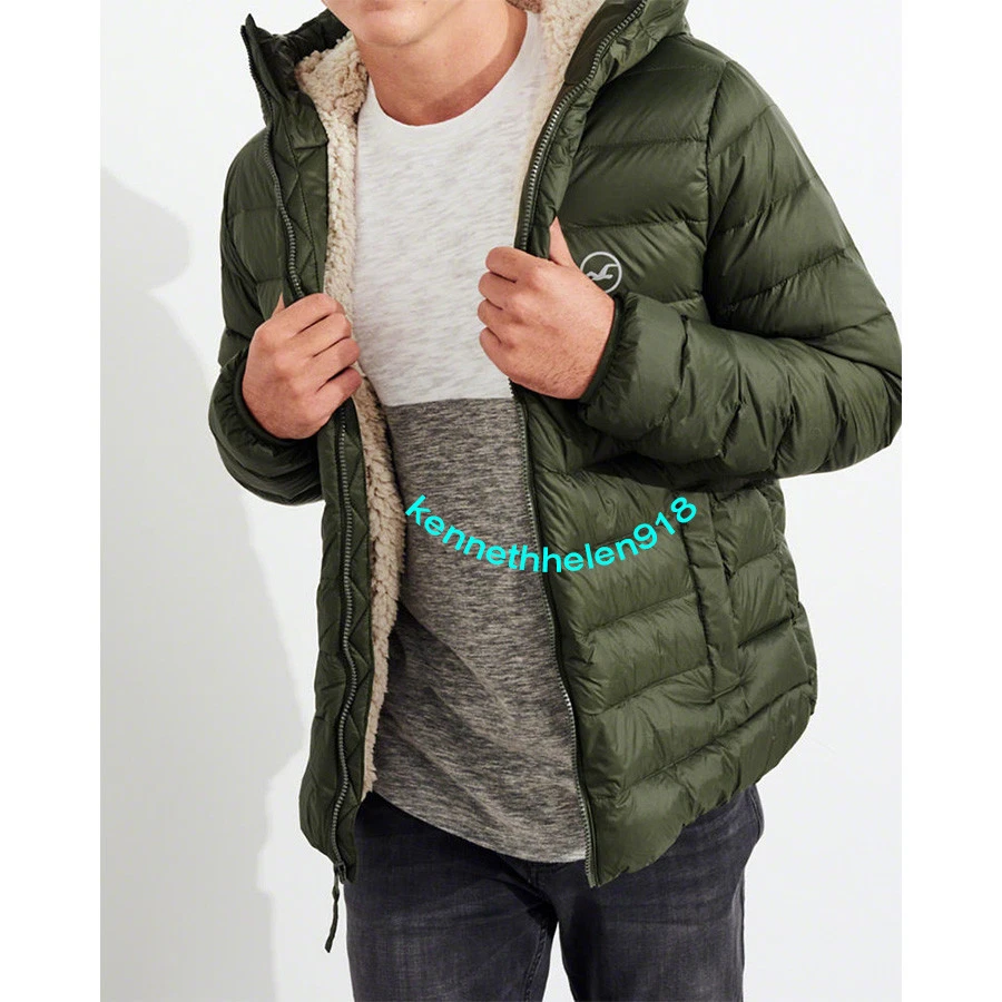 Hollister sherpa lined sales puffer jacket mens