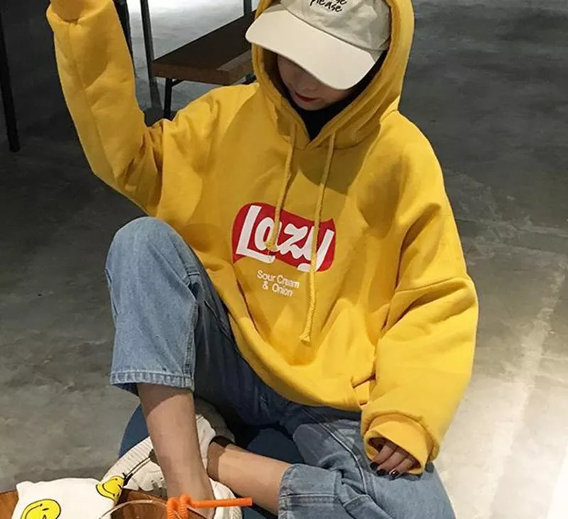 Harajuku Korean Hooded Thick Coat Jacket Lazy Tops Sweatshirt