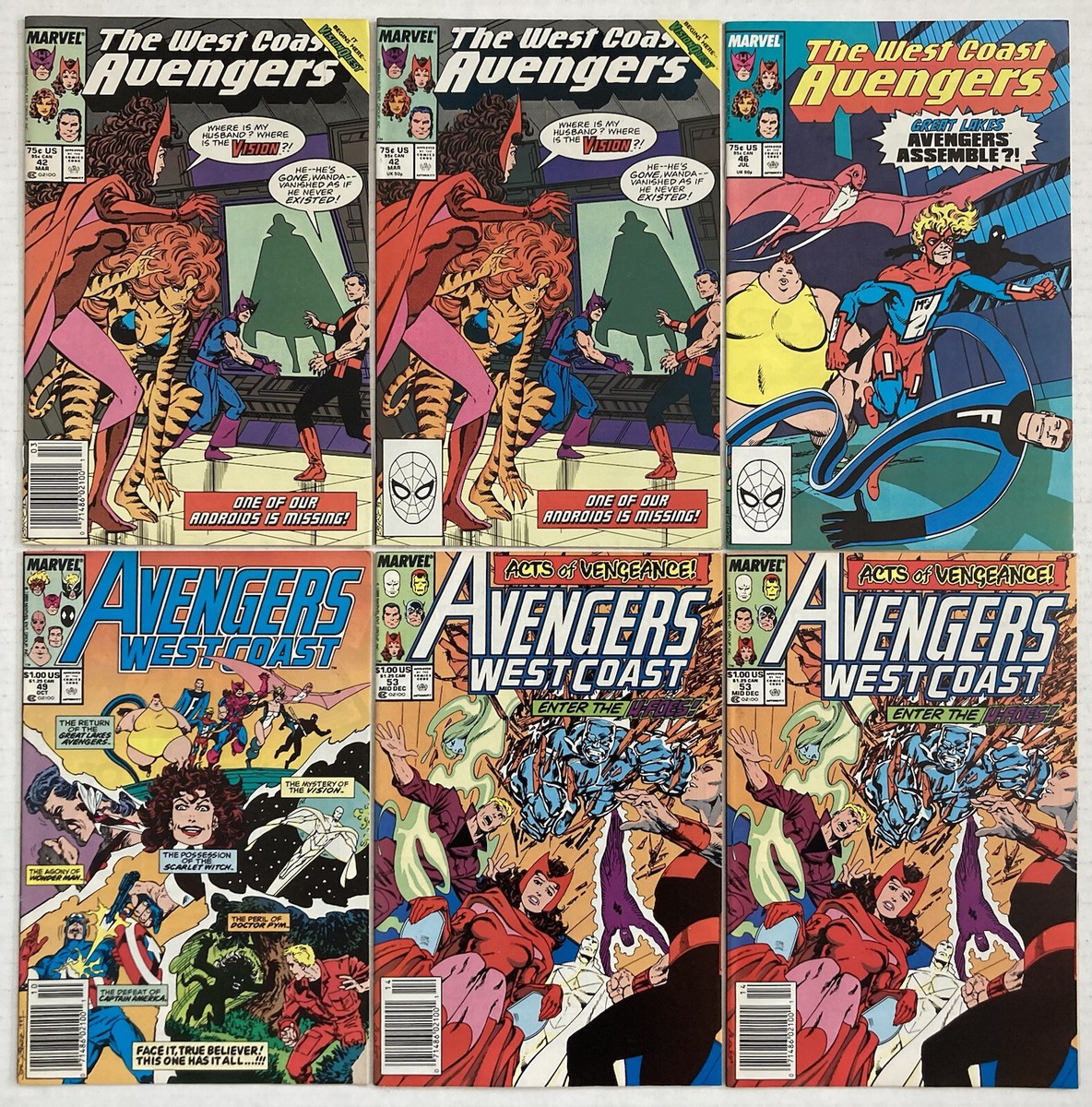 WEST COAST AVENGERS 42 46 49 53 NEWSSTAND DOORMAN WHITE VISION