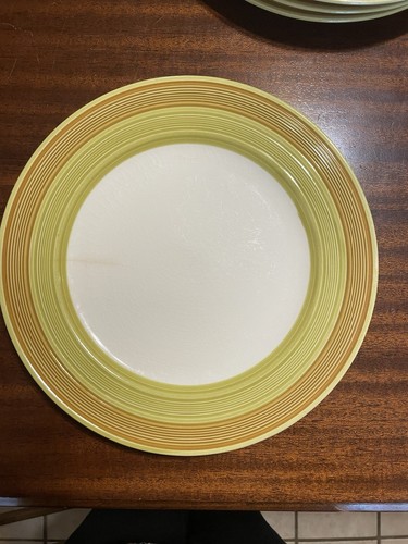 1970s Buttercup 10.5” Dinner Plates Set 5 Brady Bunch Avacado Orange White VTG - Picture 4 of 23