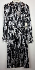 Worthington Print Wrap Midi Dress Womens Medium Ruched Office Career New
