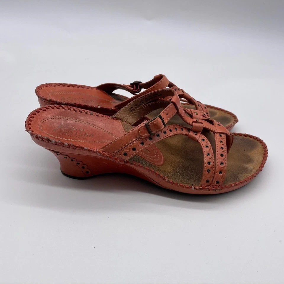 Clarks artisan orange wedge open toe sandals size 8.5 M slip on - Image 4 of 4