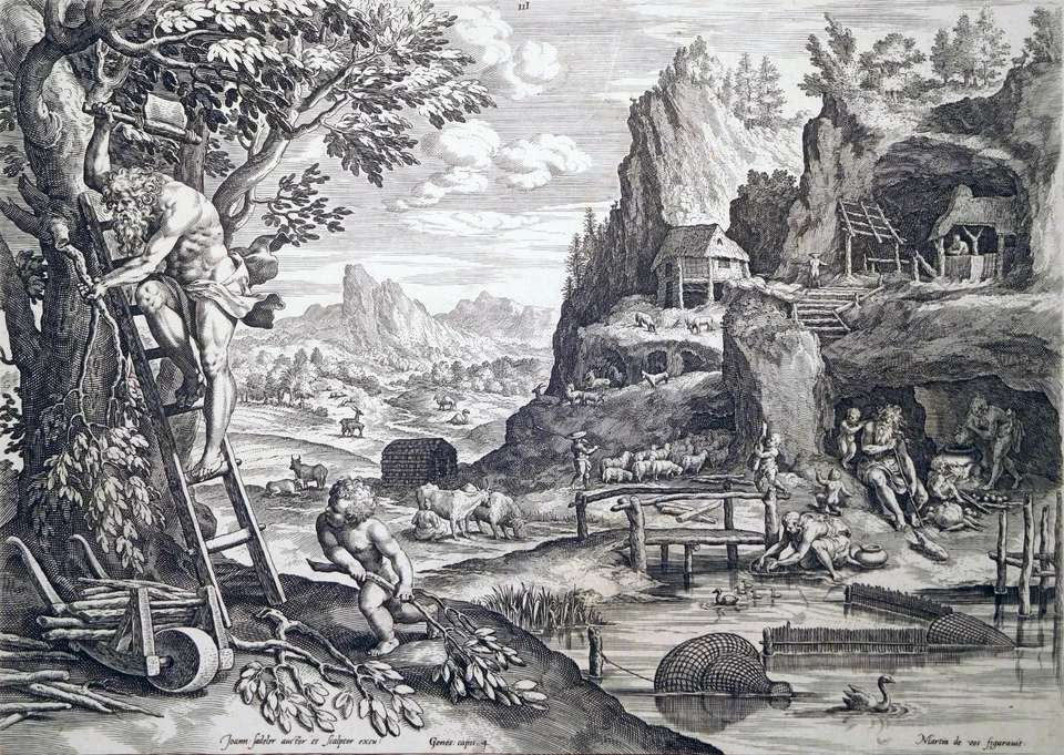 Kupferstich, Set und Enosch, M. de Vos/ J. Sadeler, 1586, Hollstein 31 - Bild 3 von 4