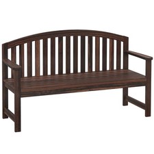 Image of Outsunny 2 Person Garden Bench, Wooden Outdoor Furniture with Armrest