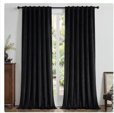 Black 100 Blackout Curtains 108 Inch 2 Panels, Luxury Thermal Insulated Black
