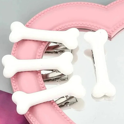 4pcs Dog Bone Hair Clips Cute Acrylic Barrettes Girls Hair Accessories - NEW