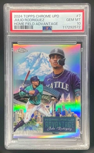 2572 Julio Rodriguez 2024 Topps Chrome Update Home Field Advantage PSA 10
