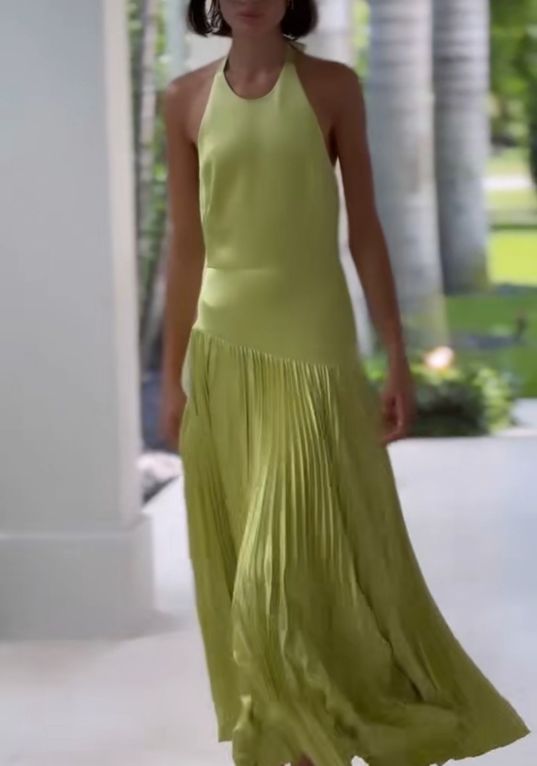 Women ALEXIS Halterneck Pleated Backless Fit & Flare Maxi Dress