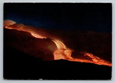 Vintage Photochrome Postcard of Mt. Etna Eruption Italy 1965