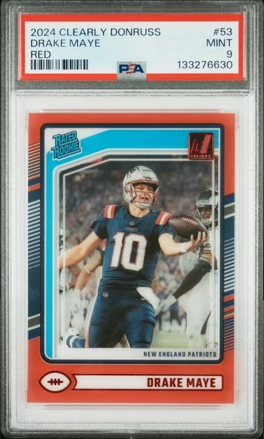 2024 Panini Clearly Donruss Rated Rookie Red Drake Maye PSA 9 #53 RC /99