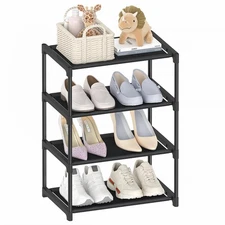 4 Tier Small Shoe Rack, Narrow Stackable Kids Toddler Adult Shoe S..