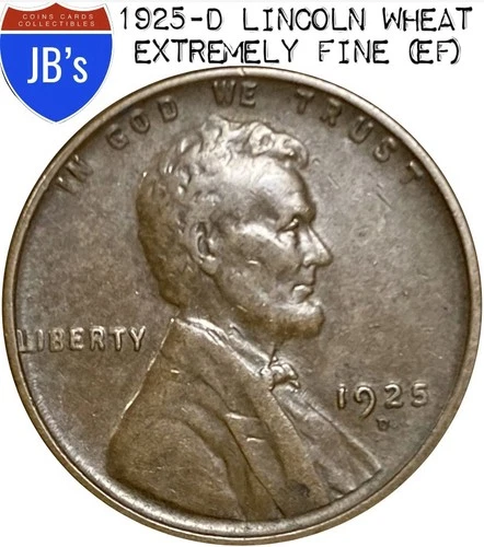 1925-D Lincoln Wheat Cent Penny 1c - EXTREMELY FINE (EF)