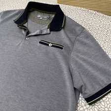 Ted Baker London Mens Polo Shirt Size 4 Large Modal Short Sleeve Button Pocket