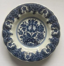 Blauw Delft Blue Distel Thistle Flower Wall Plate  12” SCR Hand Painted HOLLAND