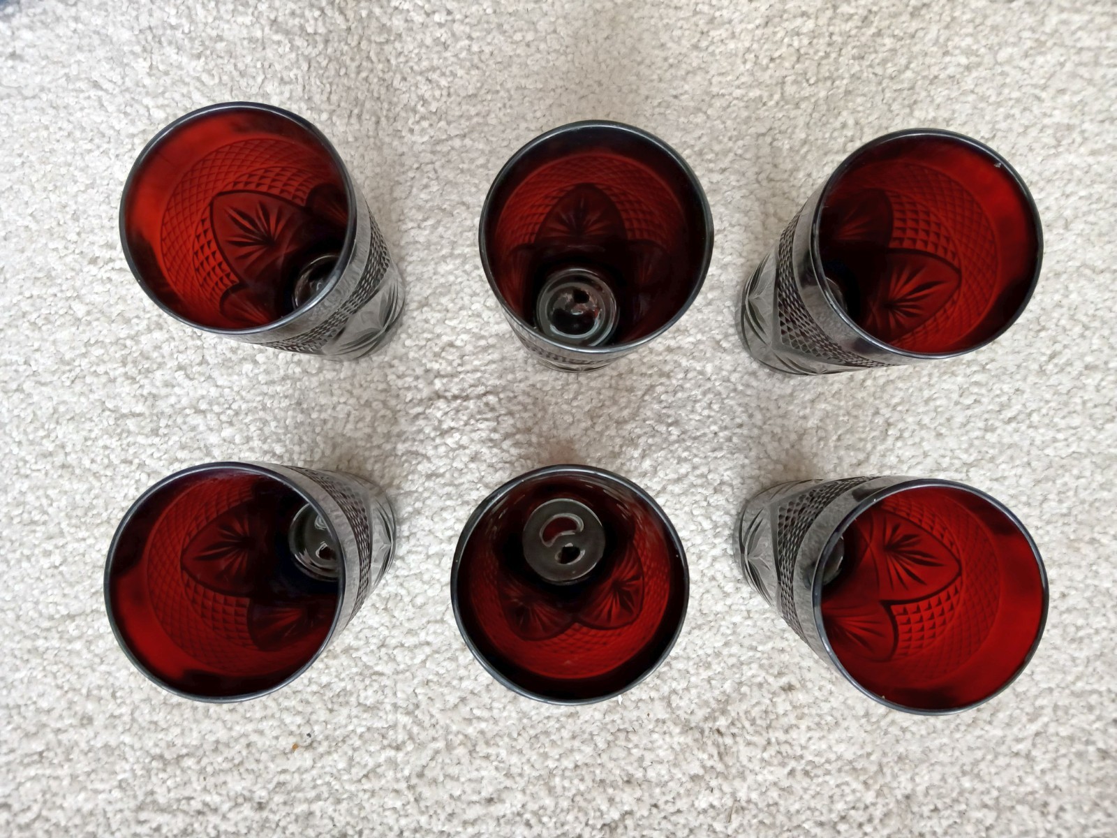 Set of 6 Vintage Luminarc Cristal D'Arques Durand Ruby Red Tumbler Glasses