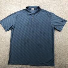 Nike Polo Shirt Mens Large Blue Dri Fit Golf Diamond Pattern Performance Golf