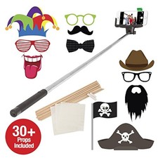 Bluetooth Selfie Photo Booth With 30 Props Black Wireless Brand New 9E