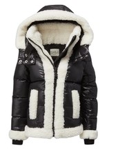  495 SAM. Girls  Carmen Faux Fur-Trimmed Down Puffer Jacket Black Sz 14 Kids XL