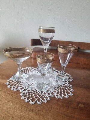 4er SET Moser Karlsbad Glas Sektschale Rotwein Weisswein Aperitif 24K Goldrand