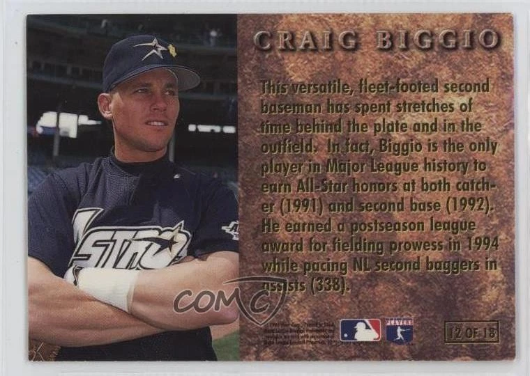 1996 Fleer Ultra Prime Leather Gold Medallion Edition Craig Biggio #12 HOF - Image 2 of 2