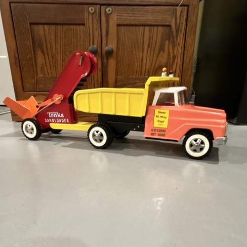 Tonka Pressed Steel Loader Yellow Red Orange Black White State Hi-Way Dept 1963