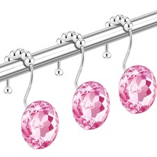 Crystal Diamond Shower Curtain Hooks Rings for Bathroom  12Pack  , P