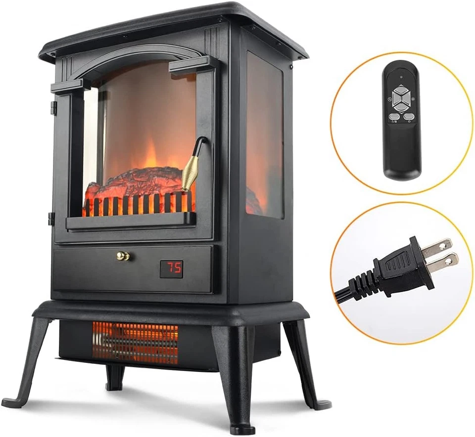 VOLTORB Freestanding Portable Electric Fireplace Heater Stove w/Remote Control - Image 2 of 4