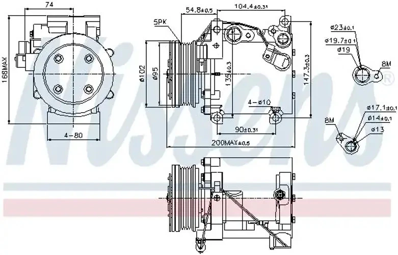 Compresor del aire acondicionado R 134 a PAG 46 89227 NISSENS para MITSUBISHI - Imagen 2 de 4