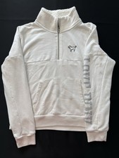 PINK Victoria's Secret Women's 1/4 Zip Fleece Sweatshirt White L