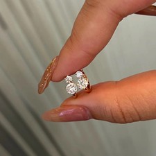 2 Ct Round Cut Lab Created Diamond Huggie Hoop Earrings 14K Yellow Gold Plated