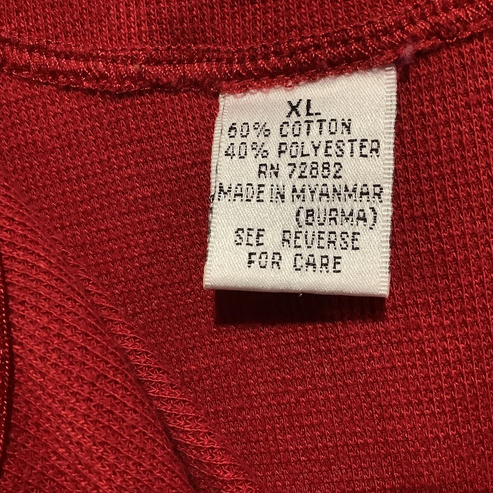 Camisa LA Blues Waffle malha térmica manga longa Henley tamanho XL estampa de folhas vintage - Imagem 4 de 4