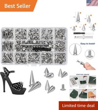360 Pcs Punk Spikes and Studs Kit, Multiple Size Cone Spikes for Clothes, Pun...