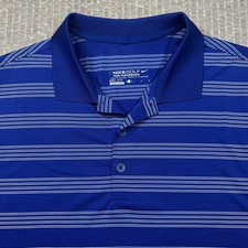 Nike Golf Polo Shirt Tour Performance Dri Fit Men Large Blue Stripe Short Sleeve