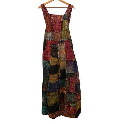 Kathmandu Imports Womens Boho Patchwork Jumpsuit Overalls Size OS Whimsigoth Y2K