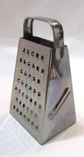 Vintage 90s Handheld Tin Four Side 7" Tall Tapered Tin Metal Handheld Box Grater