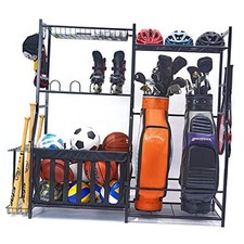 Garage Sports Equipment Organizer, Golf Bag Stand for Garage Ball Storage Rack